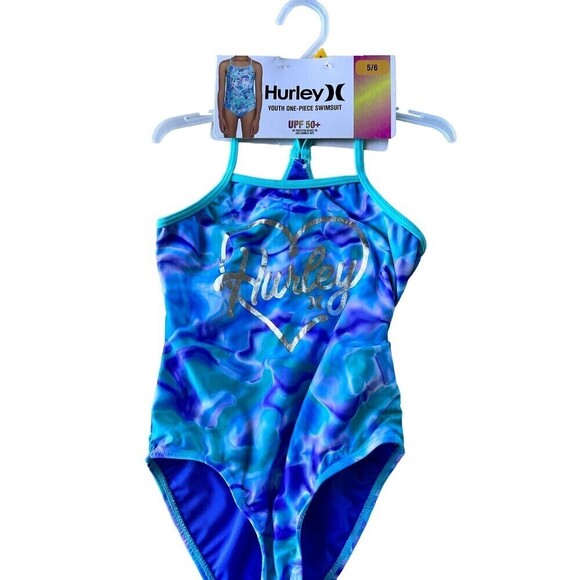 NWT Hurley girls One Piece swimsuit UPF 50+  size 5/6 - Picture 1 of 9